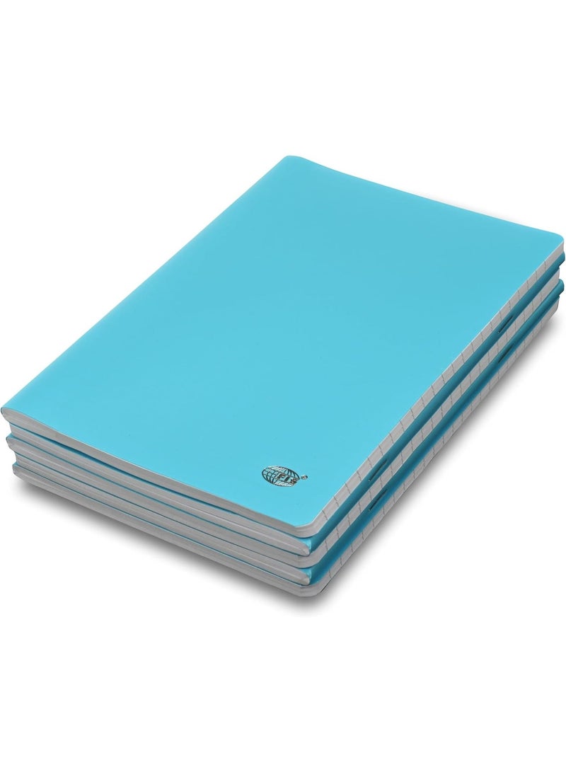 FIS Note Book, A5 Size(148x210mm), PP Soft Cover Materials, Stong Binding Wire, 80 Sheets, Single Line Ruling, Rounded Corners, Packet of 5 Pieces, Neon Blue Cover Design-FSNBA5SLPPNBL - Image 1
